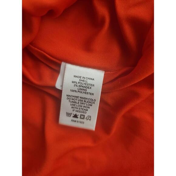 CeCe Womens Sleeveless Geometric Fit Flare Dress Coral Red Petite 6 - Picture 7 of 8